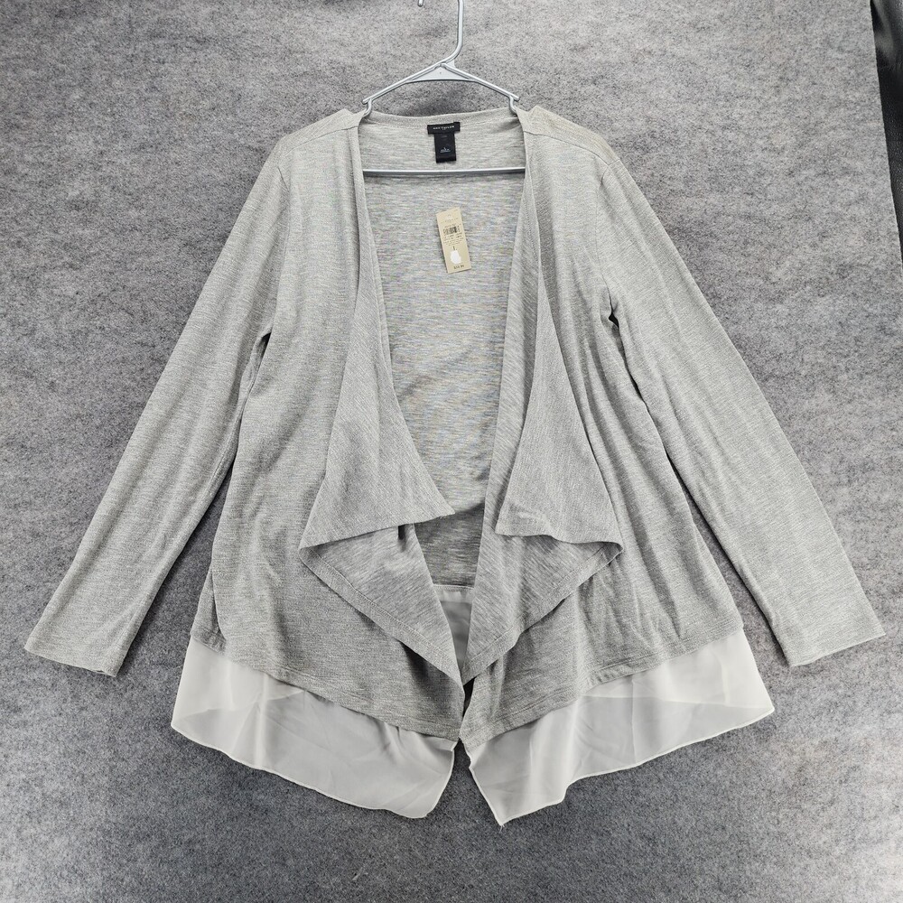 Ann Taylor Cardgian Womens Large Long Sleeve Gray Open Front